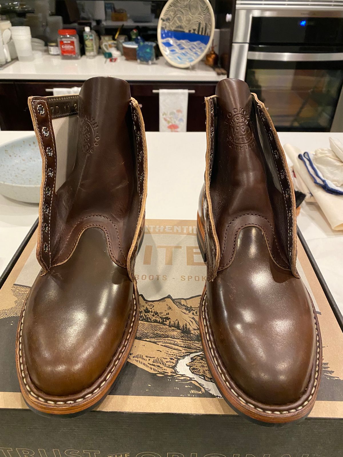 Photo by chris.8888 on January 8, 2025 of the White's MP-Sherman Plain Toe in Horween Brown Shell Cordovan.