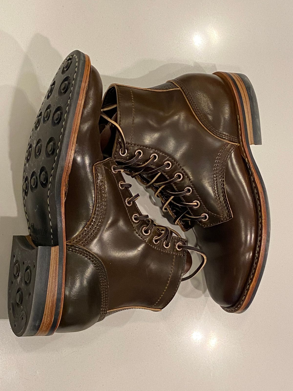 Photo by chris.8888 on January 21, 2025 of the White's MP-Sherman Plain Toe in Horween Brown Shell Cordovan.