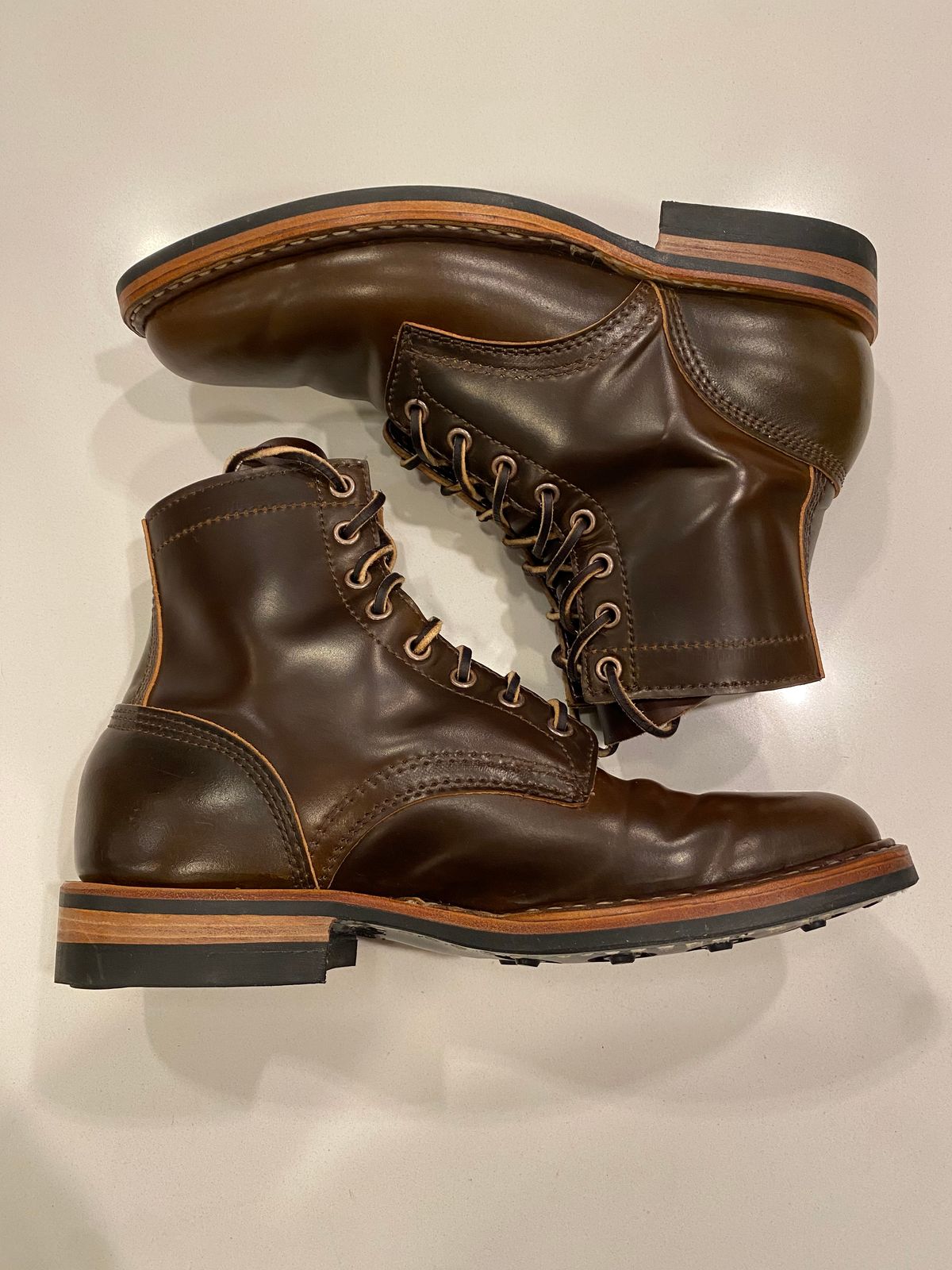 Photo by chris.8888 on June 11, 2025 of the White's MP-Sherman Plain Toe in Horween Brown Shell Cordovan.