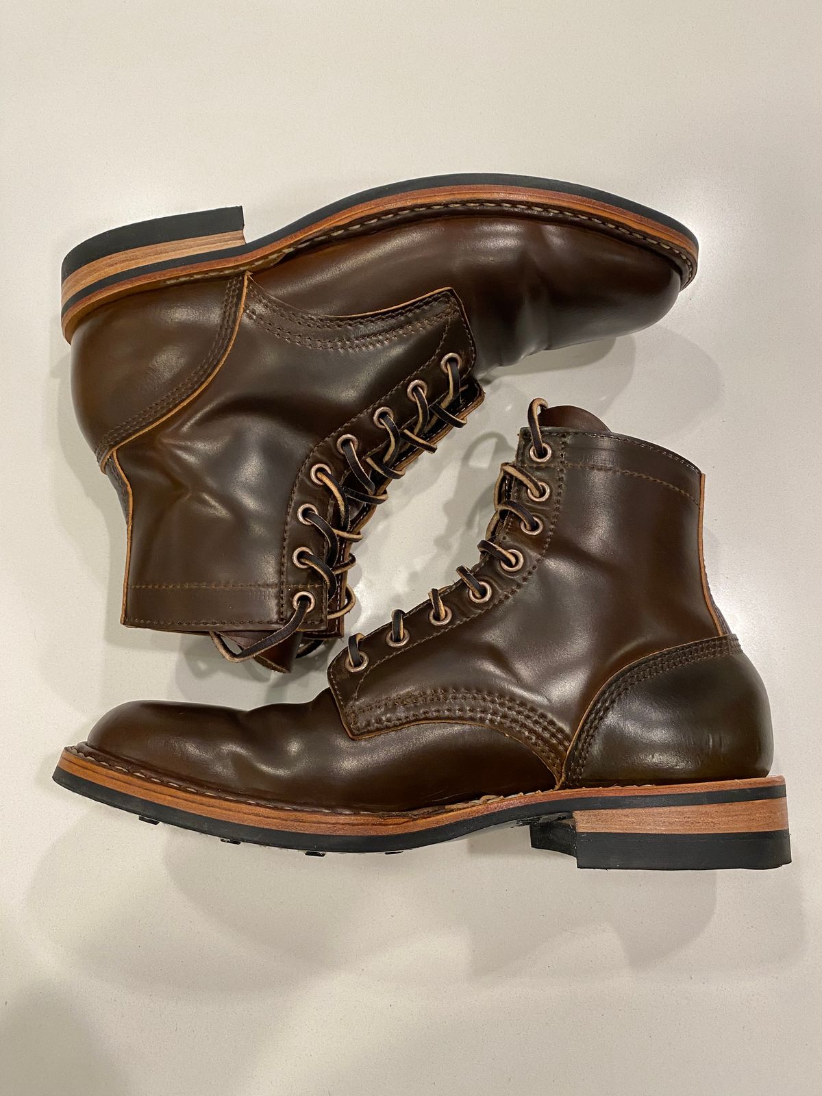 Photo by chris.8888 on June 11, 2025 of the White's MP-Sherman Plain Toe in Horween Brown Shell Cordovan.