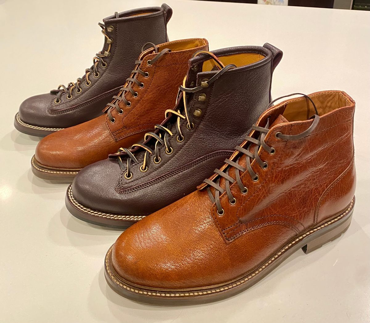Photo by chris.8888 on April 18, 2025 of the Caswell Boot Company Carver in Tusting & Burnett Burgundy Bookbinding Goat.