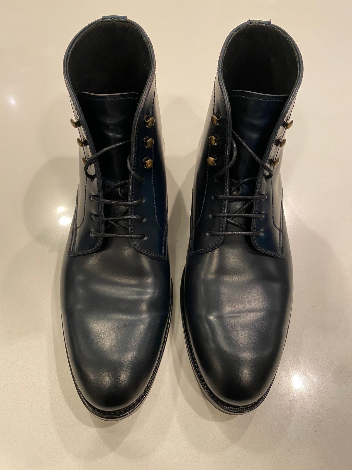 Photo by chris.8888 on June 11, 2025 of the Carmina Work boots 80793 in Horween Navy Shell Cordovan.