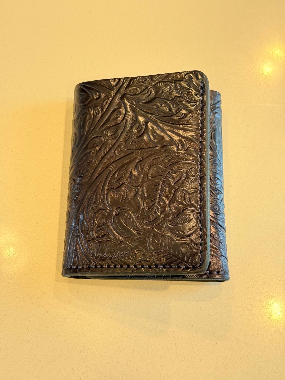 Photo by chris.8888 on August 12, 2025 of the Ashland Leather Trifold Wallet in Horween Black Floral Shell Cordovan.