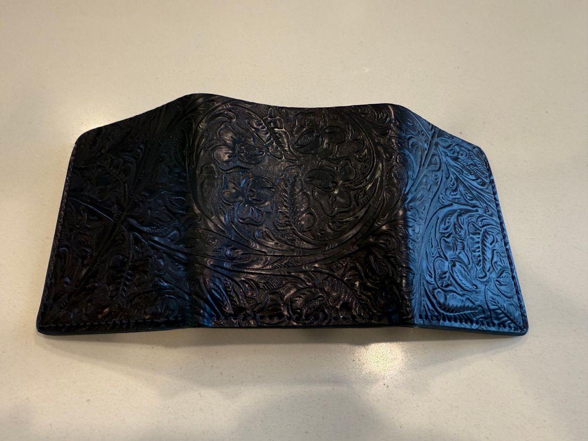 Photo by chris.8888 on August 12, 2025 of the Ashland Leather Trifold Wallet in Horween Black Floral Shell Cordovan.