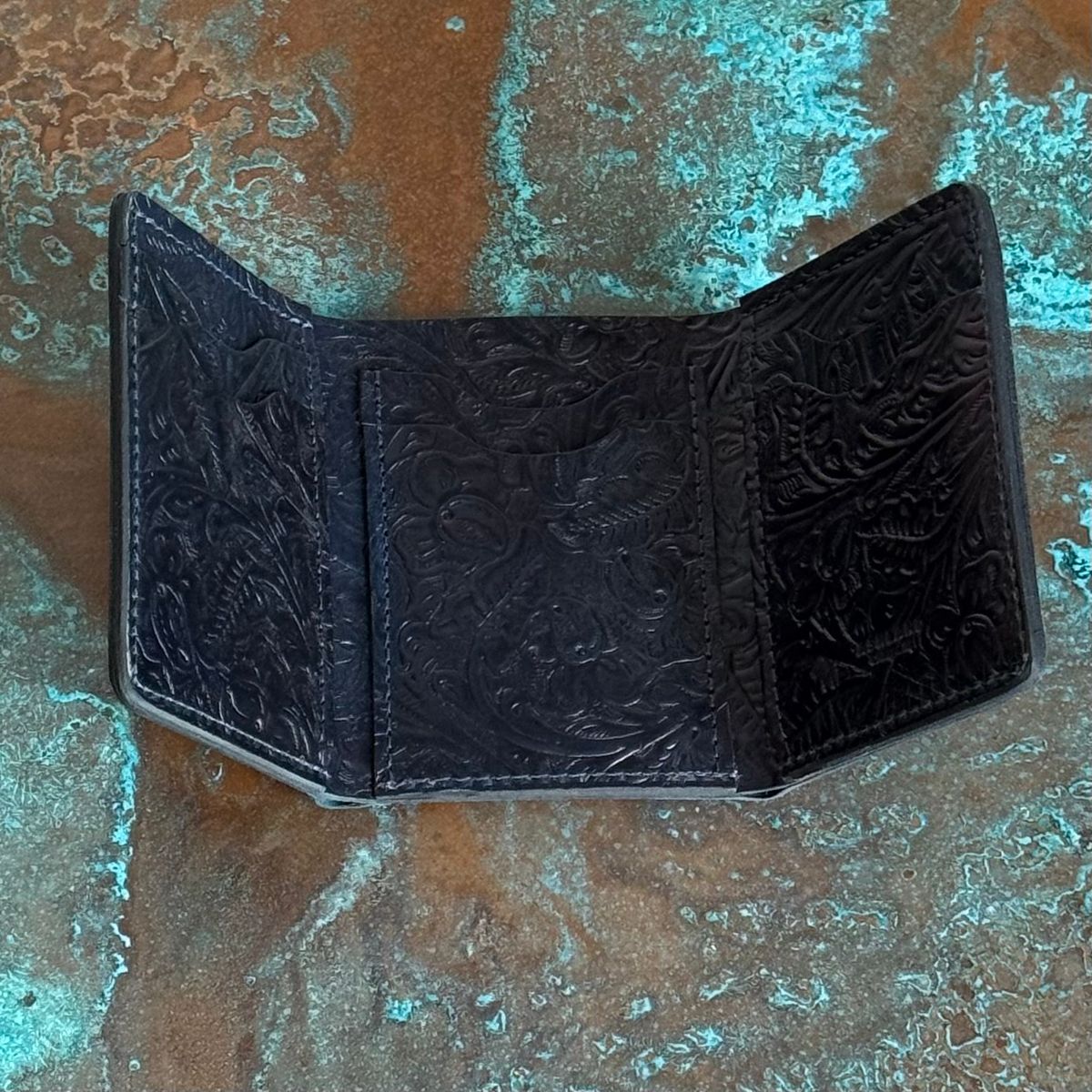 Photo by chris.8888 on October 1, 2025 of the Ashland Leather Trifold Wallet in Horween Black Floral Shell Cordovan.