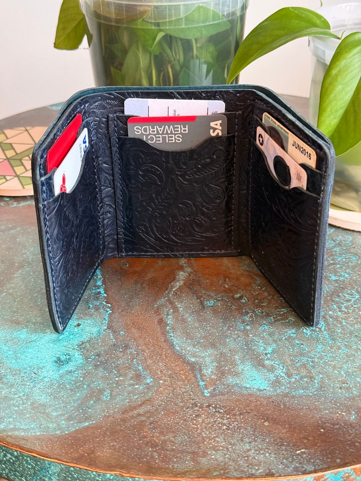 Photo by chris.8888 on November 1, 2025 of the Ashland Leather Trifold Wallet in Horween Black Floral Shell Cordovan.