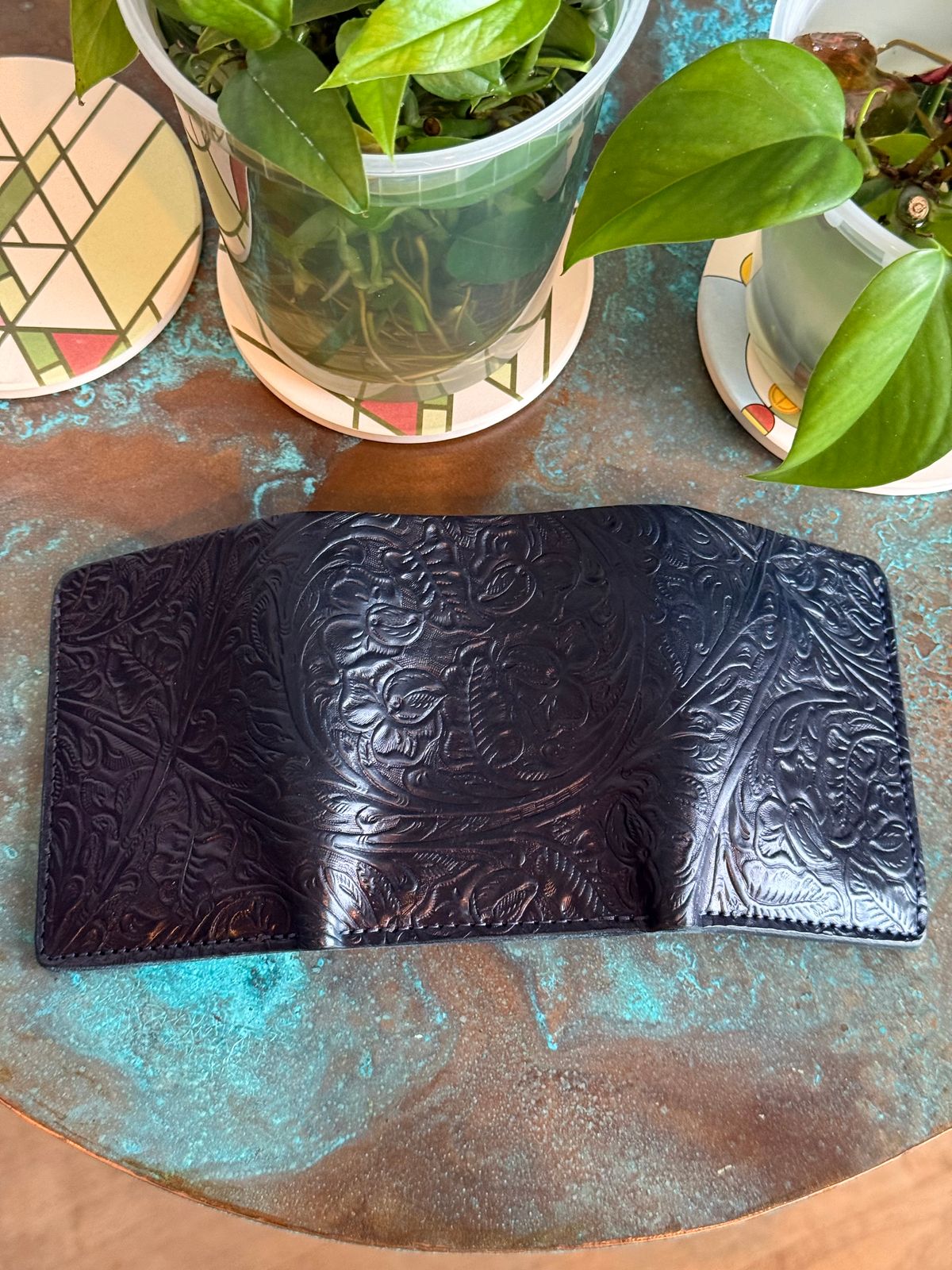 Photo by chris.8888 on November 1, 2025 of the Ashland Leather Trifold Wallet in Horween Black Floral Shell Cordovan.