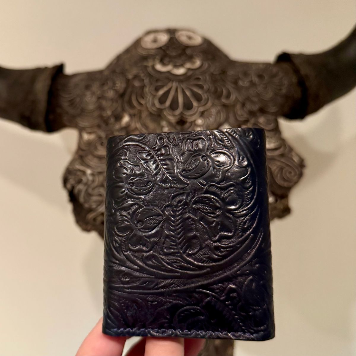 Photo by chris.8888 on December 16, 2025 of the Ashland Leather Trifold Wallet in Horween Black Western Shell Cordovan.