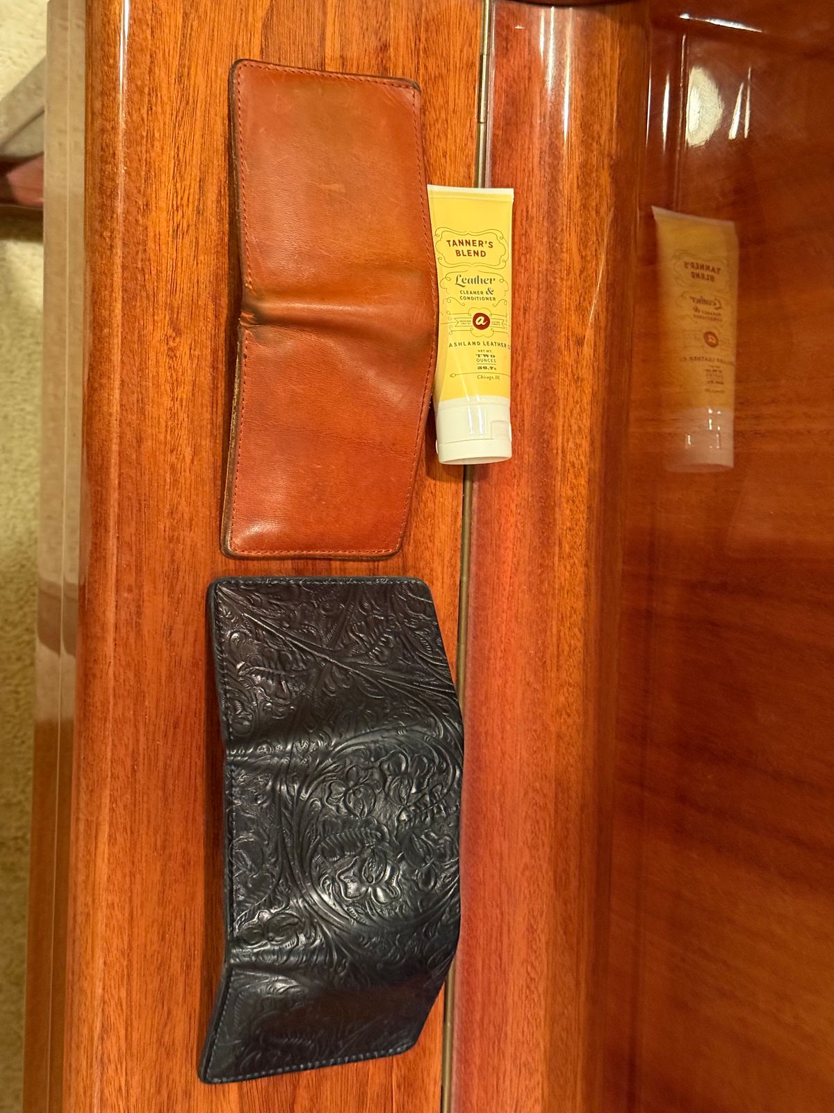 Photo by chris.8888 on February 8, 2026 of the Ashland Leather Trifold Wallet in Horween Black Western Shell Cordovan.