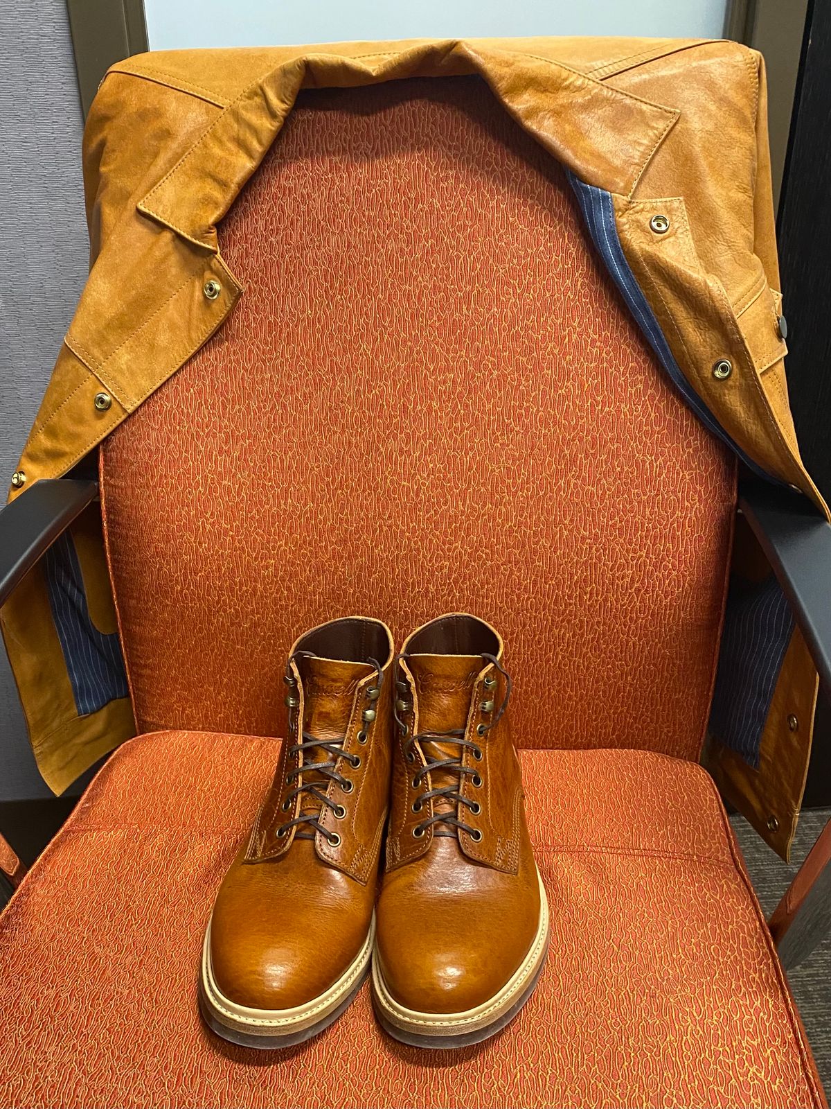 Photo by chris.8888 on February 6, 2025 of the Caswell Boot Company Lisbon in Law Tanning Tan Navajo Bison.