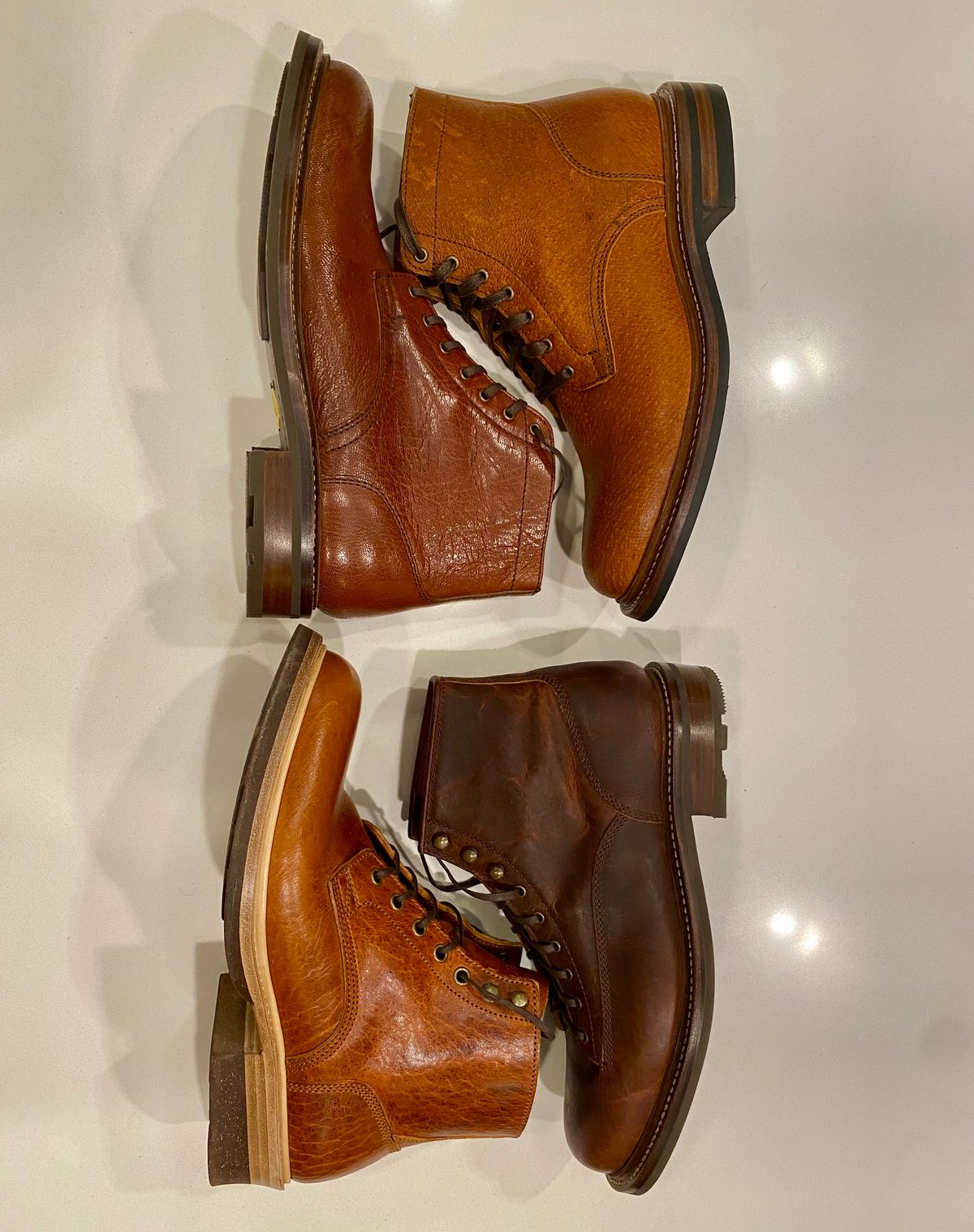 Photo by chris.8888 on April 18, 2025 of the Caswell Boot Company Lisbon in Law Tanning Tan Navajo Bison.