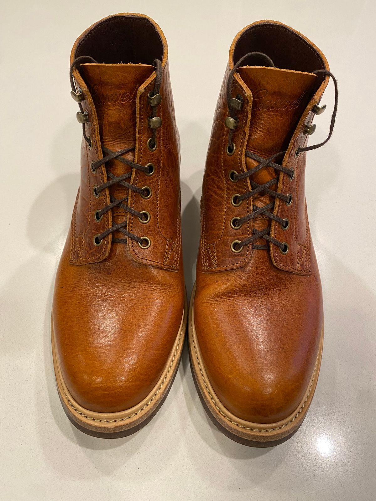 Photo by chris.8888 on June 16, 2025 of the Caswell Boot Company Lisbon in Law Tanning Tan Navajo Bison.