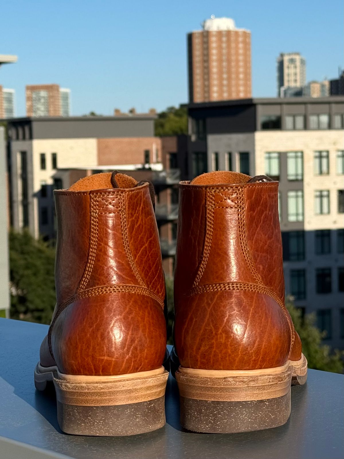 Photo by chris.8888 on September 1, 2025 of the Caswell Boot Company Lisbon in Law Tanning Tan Navajo Bison.