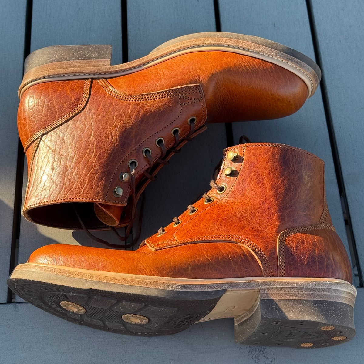 Photo by chris.8888 on September 1, 2025 of the Caswell Boot Company Lisbon in Law Tanning Tan Navajo Bison.