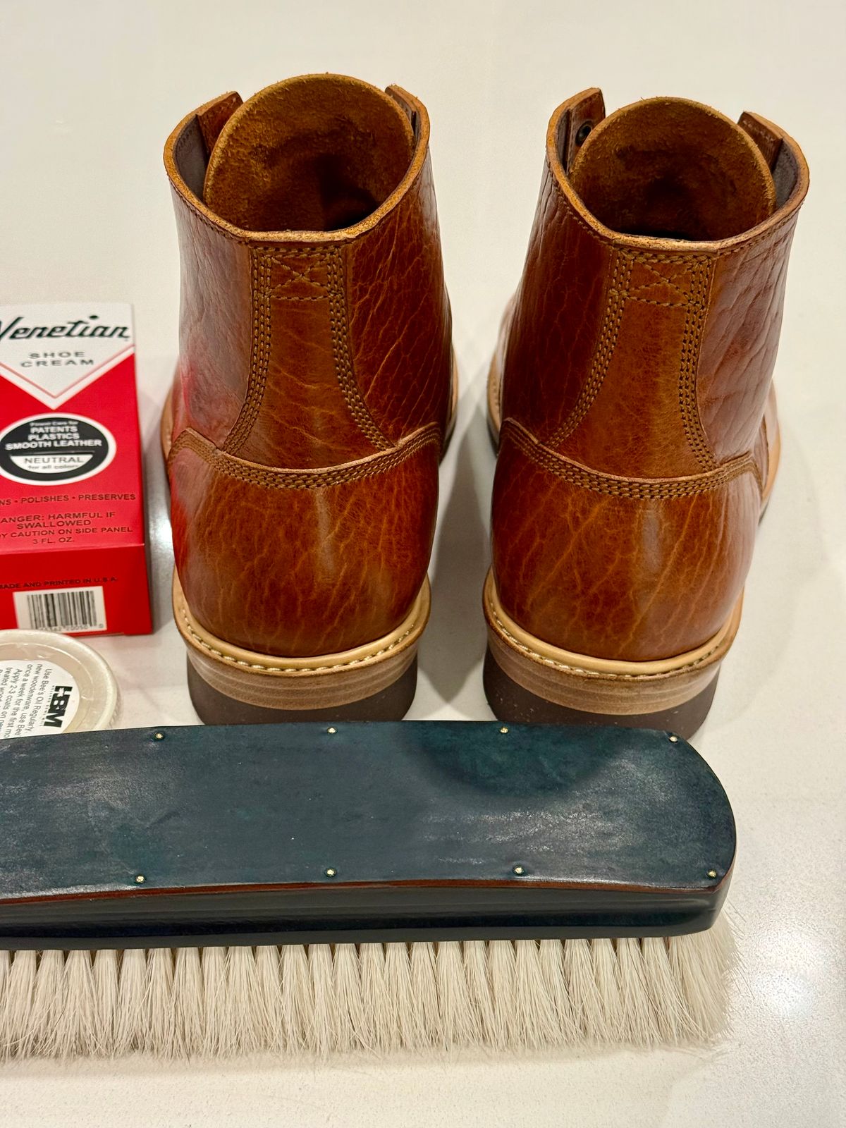 Photo by chris.8888 on September 17, 2025 of the Caswell Boot Company Lisbon in Law Tanning Tan Navajo Bison.