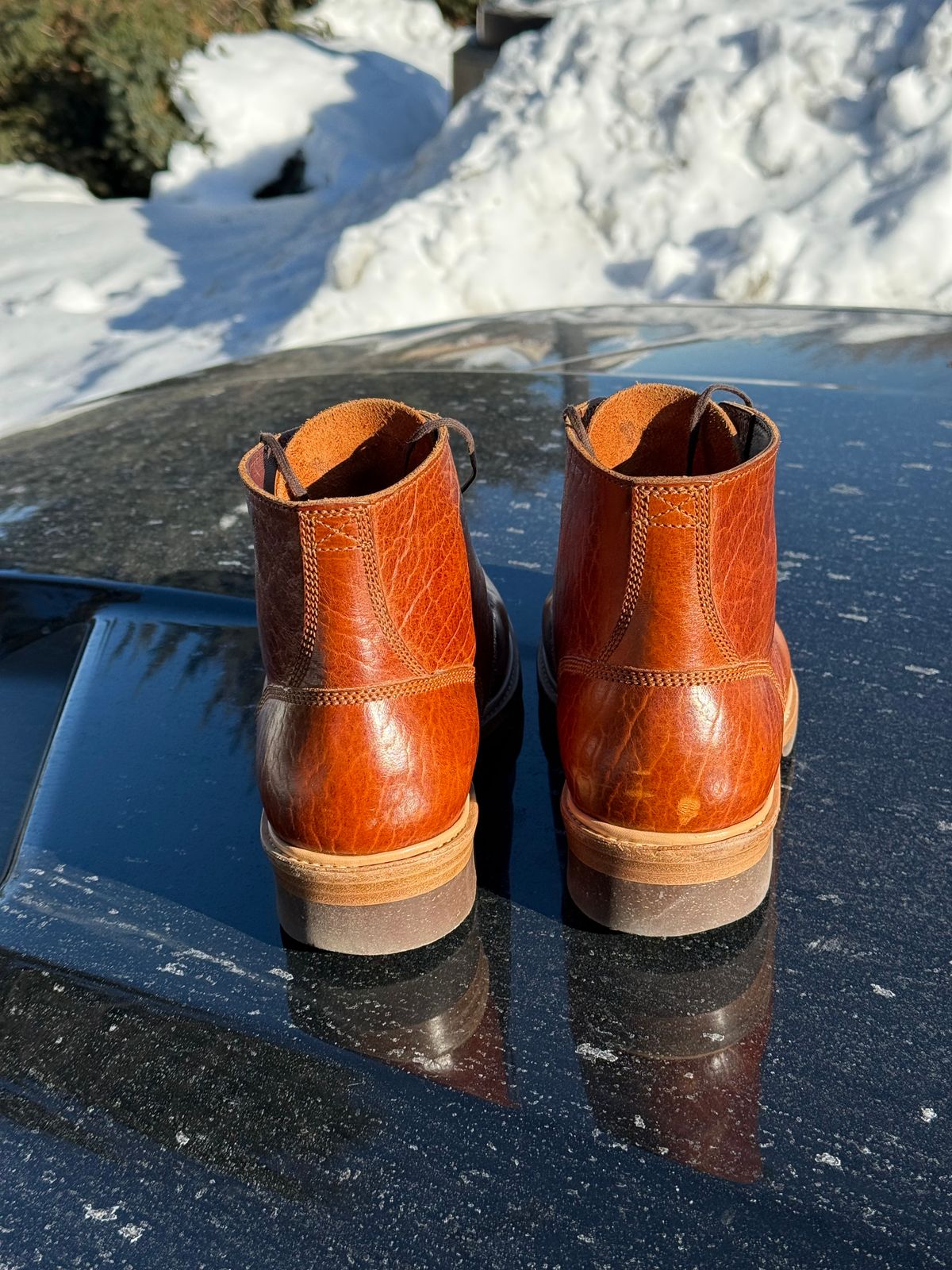 Photo by chris.8888 on December 14, 2025 of the Caswell Boot Company Lisbon in Law Tanning Tan Navajo Bison.