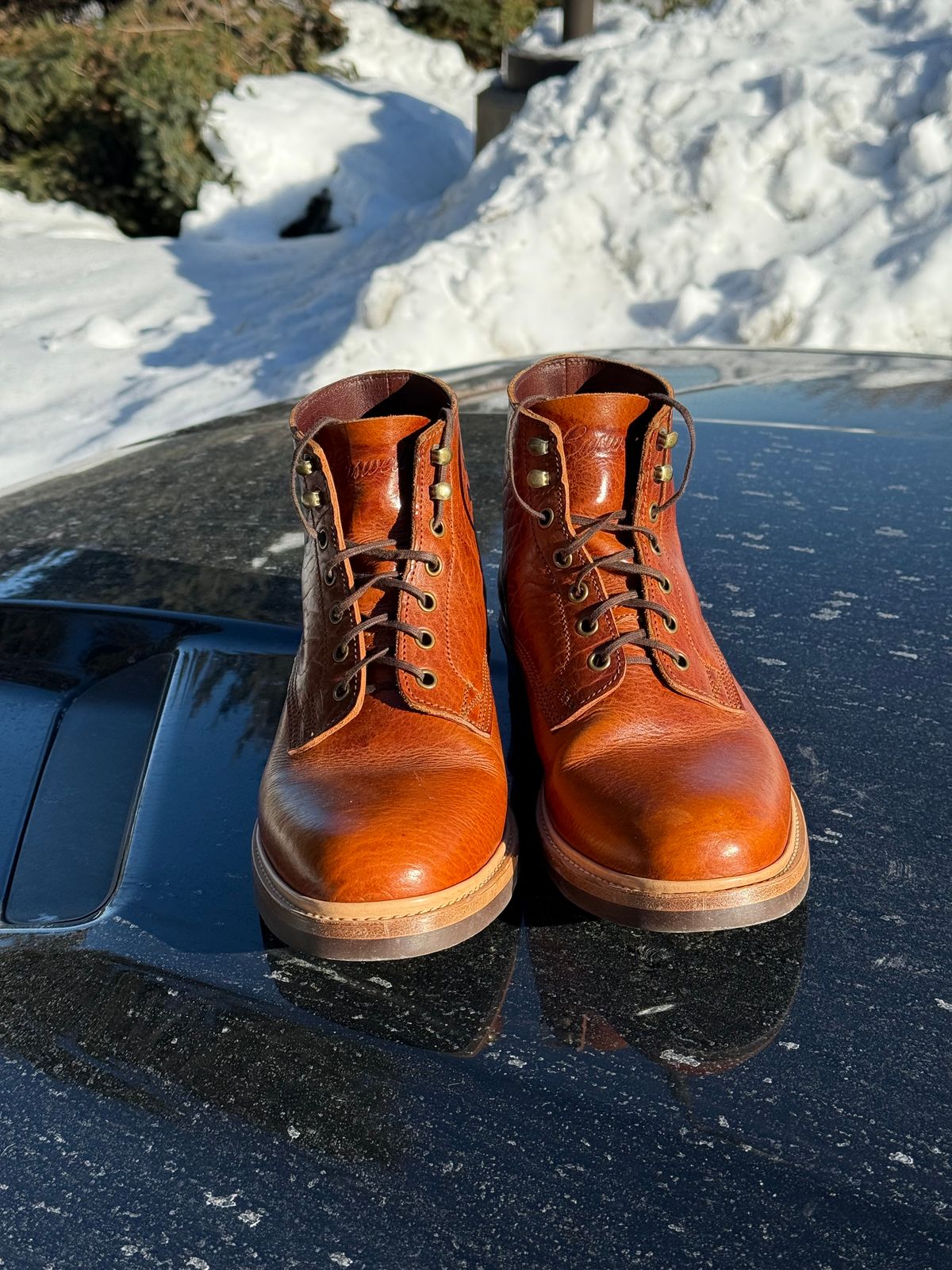 Photo by chris.8888 on December 14, 2025 of the Caswell Boot Company Lisbon in Law Tanning Tan Navajo Bison.