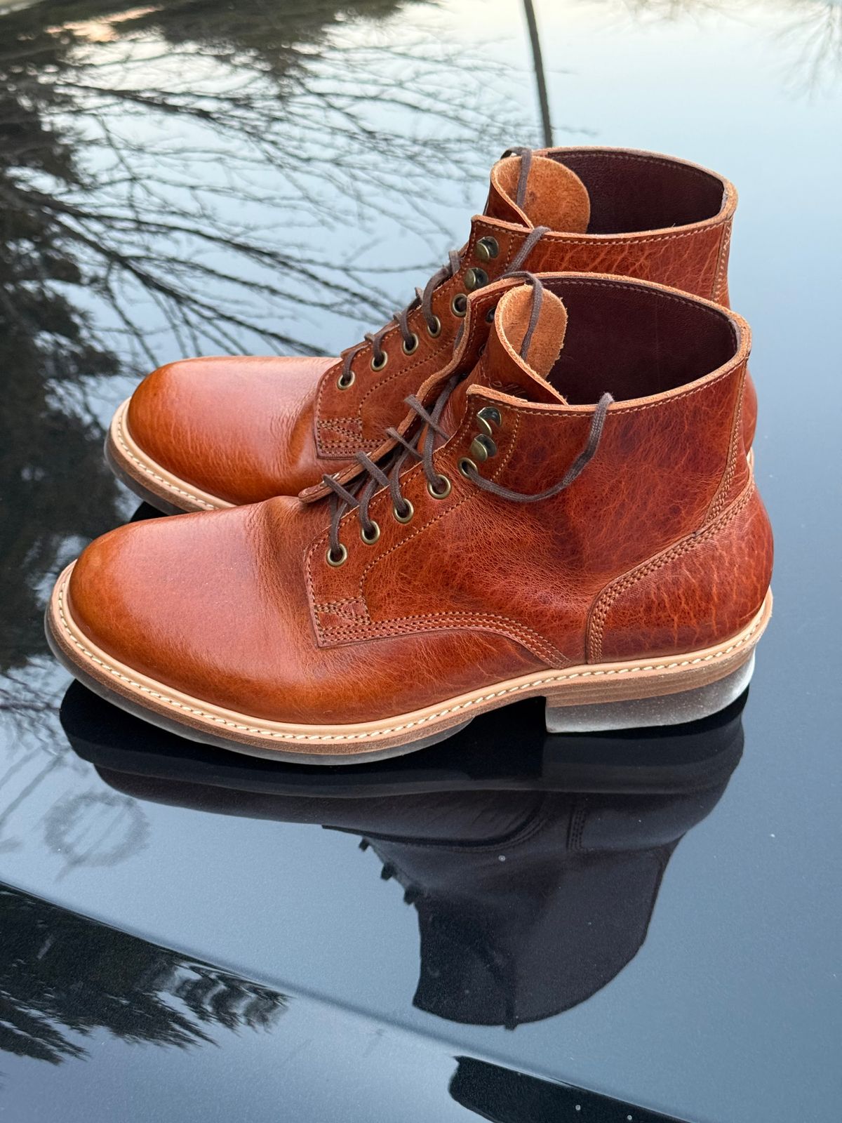 Photo by chris.8888 on January 12, 2026 of the Caswell Boot Company Lisbon in Law Tanning Tan Navajo Bison.