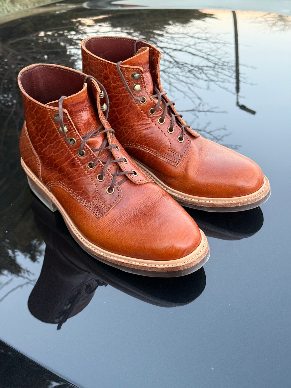 Photo by chris.8888 on January 12, 2026 of the Caswell Boot Company Lisbon in Law Tanning Tan Navajo Bison.