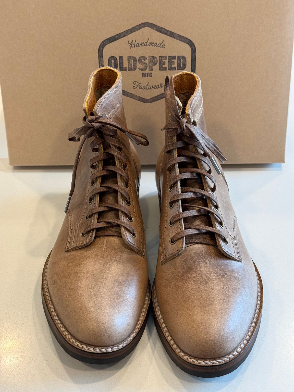 Photo by chris.8888 on April 4, 2026 of the Oldspeed MFG Service Boot 6” in Horween Natural Chromexcel.