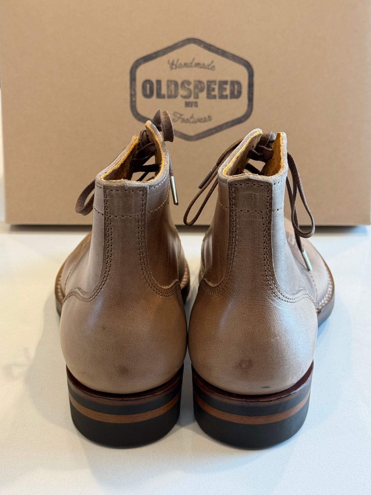 Photo by chris.8888 on April 4, 2026 of the Oldspeed MFG Service Boot 6” in Horween Natural Chromexcel.