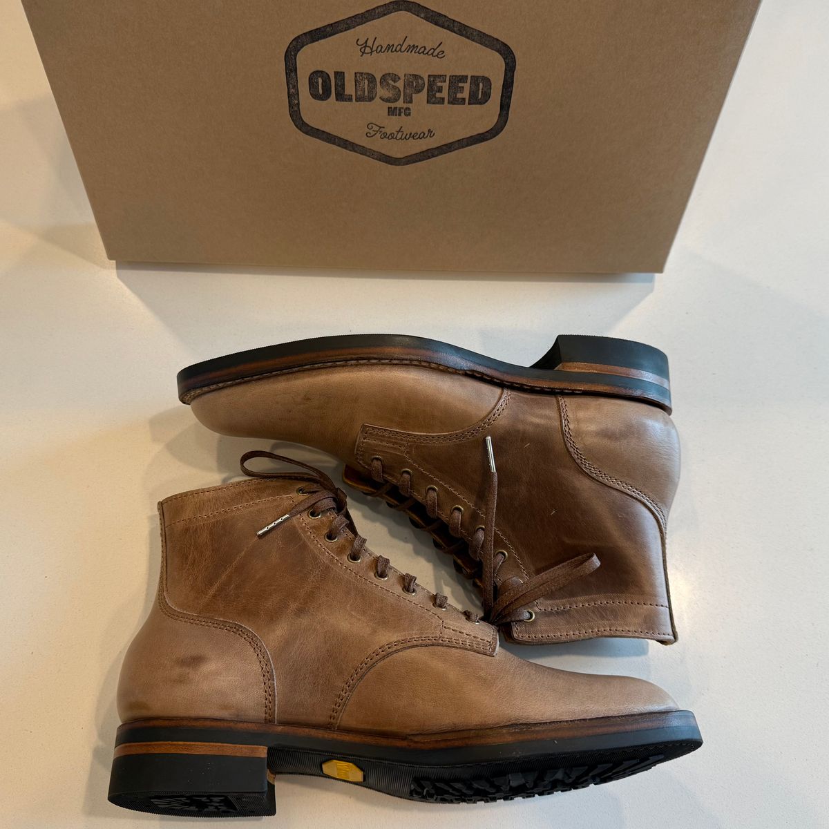 Photo by chris.8888 on April 4, 2026 of the Oldspeed MFG Service Boot 6” in Horween Natural Chromexcel.