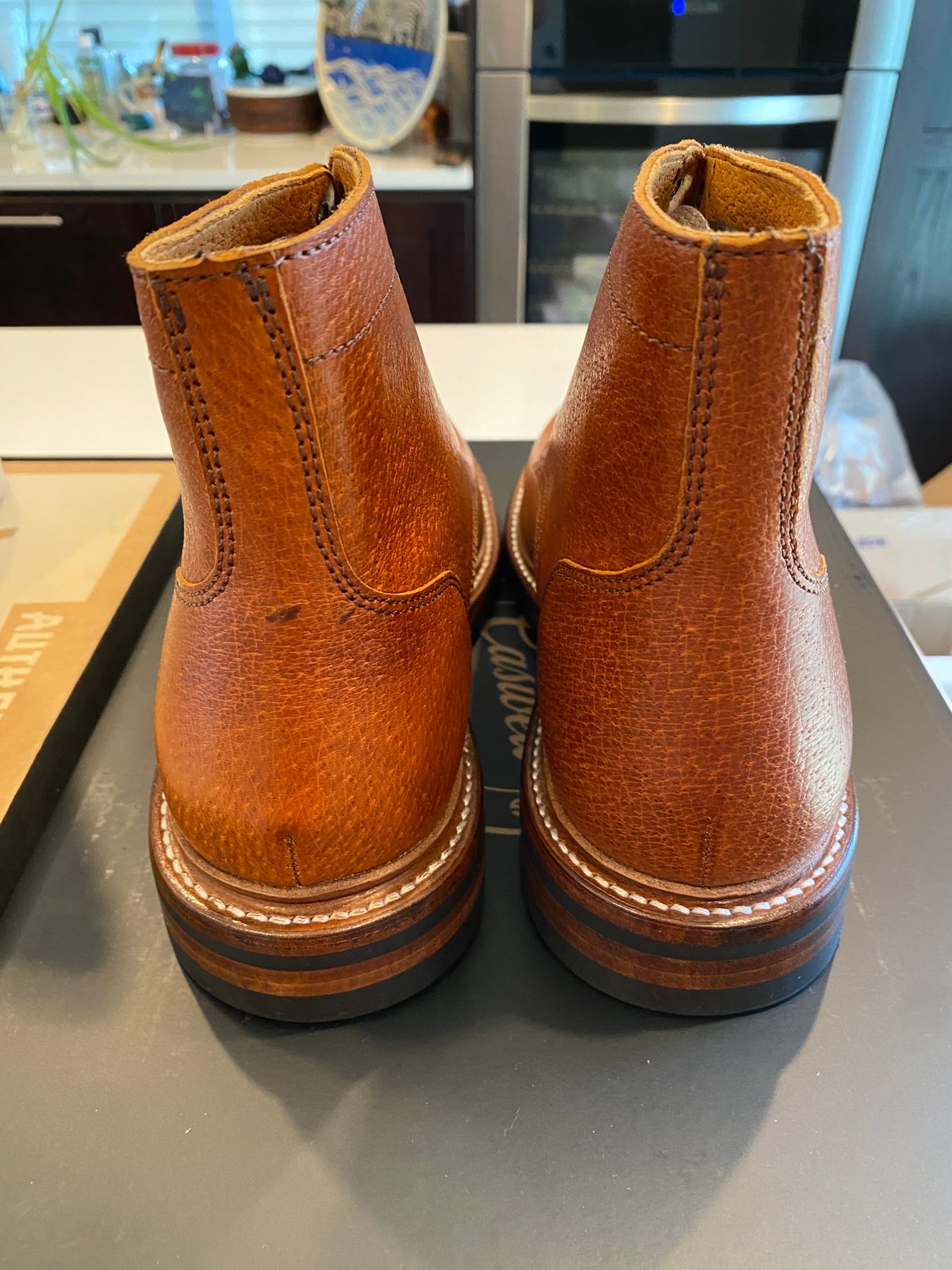 Photo by chris.8888 on March 12, 2025 of the Caswell Boot Company Custom Model in Gallun Cognac Jabari Boar.