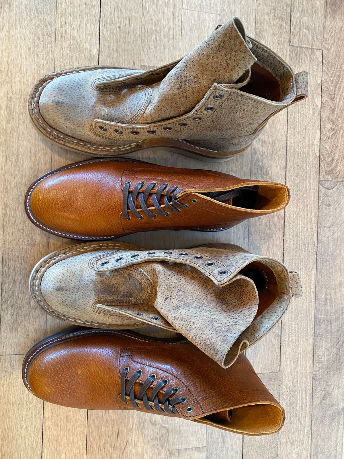 Photo by chris.8888 on March 12, 2025 of the Caswell Boot Company Custom Model in Gallun Cognac Jabari Boar.