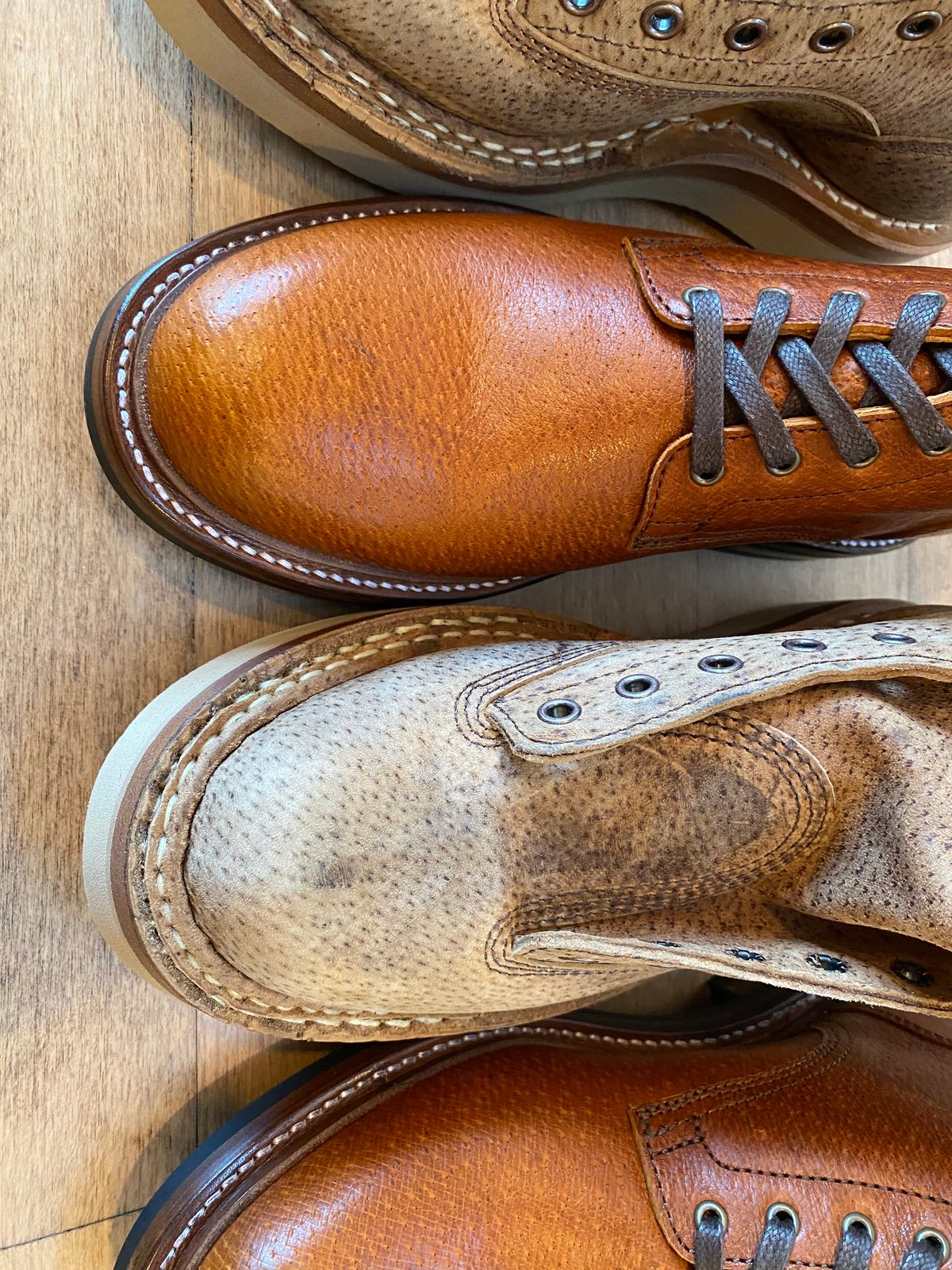 Photo by chris.8888 on March 12, 2025 of the Caswell Boot Company Custom Model in Gallun Cognac Jabari Boar.
