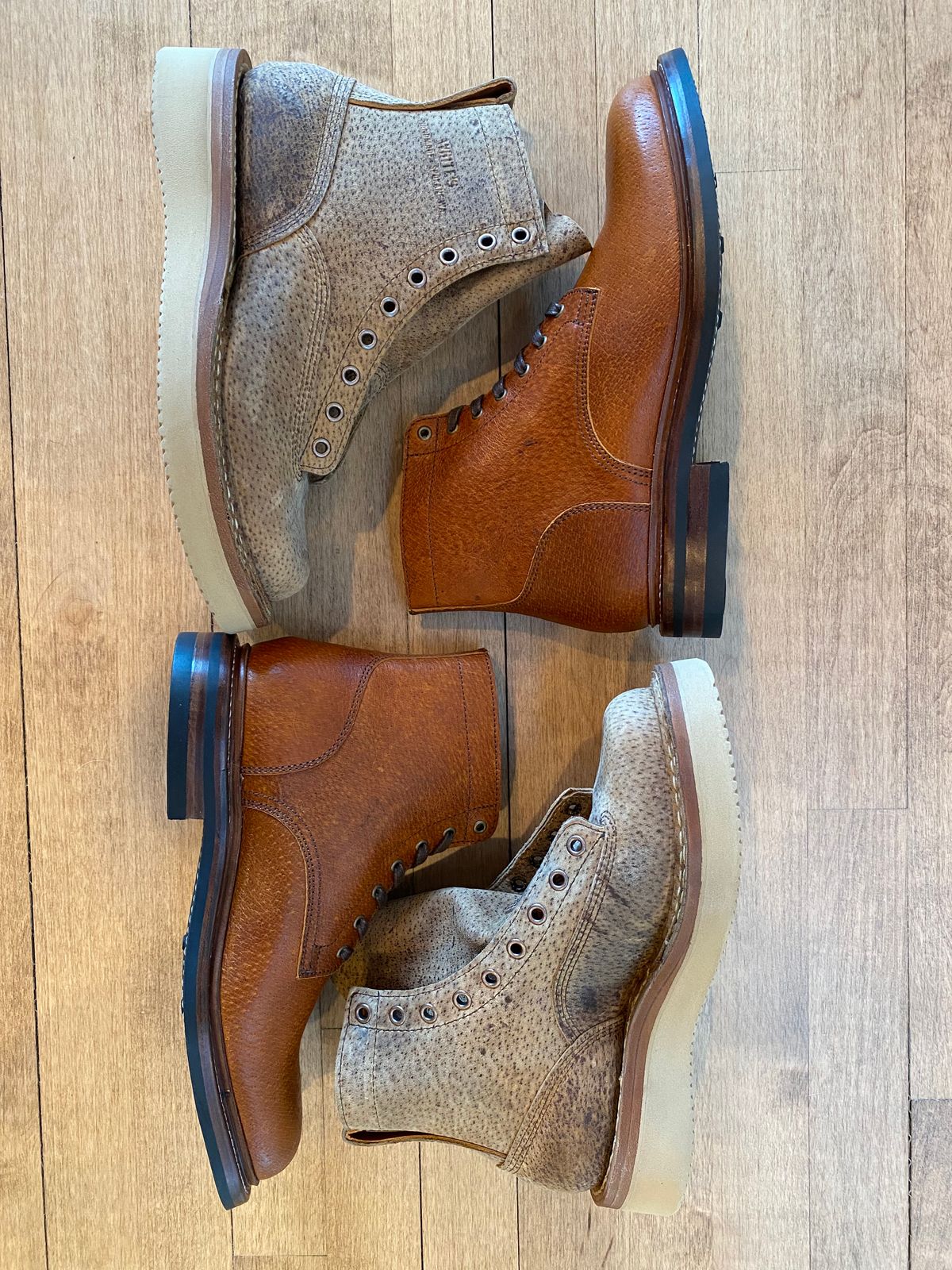 Photo by chris.8888 on March 12, 2025 of the Caswell Boot Company Custom Model in Gallun Cognac Jabari Boar.