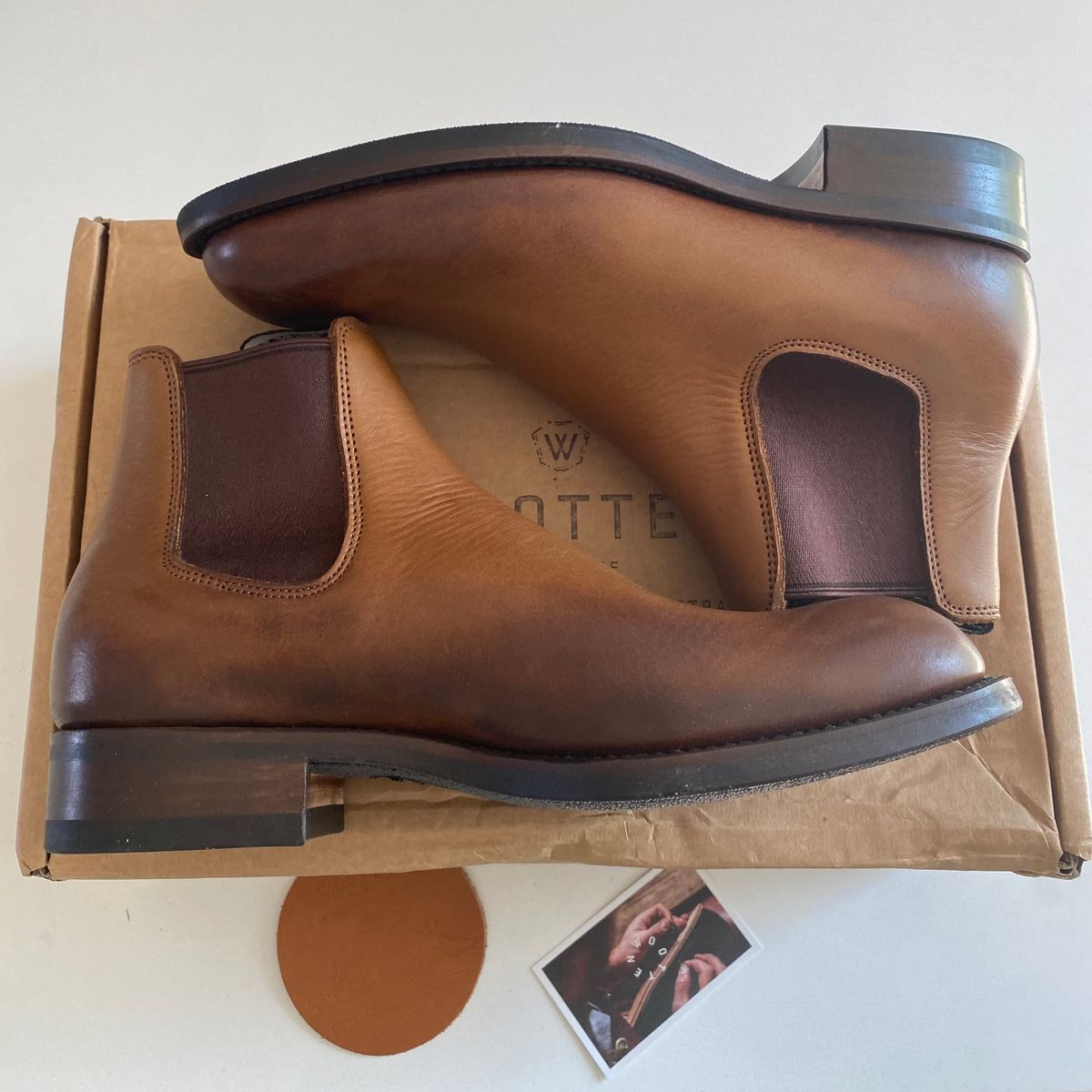 Photo by chris.8888 on July 9, 2025 of the Wootten Jack Heritage Gusset Boot in Tannery Geelong Saddle Tan.