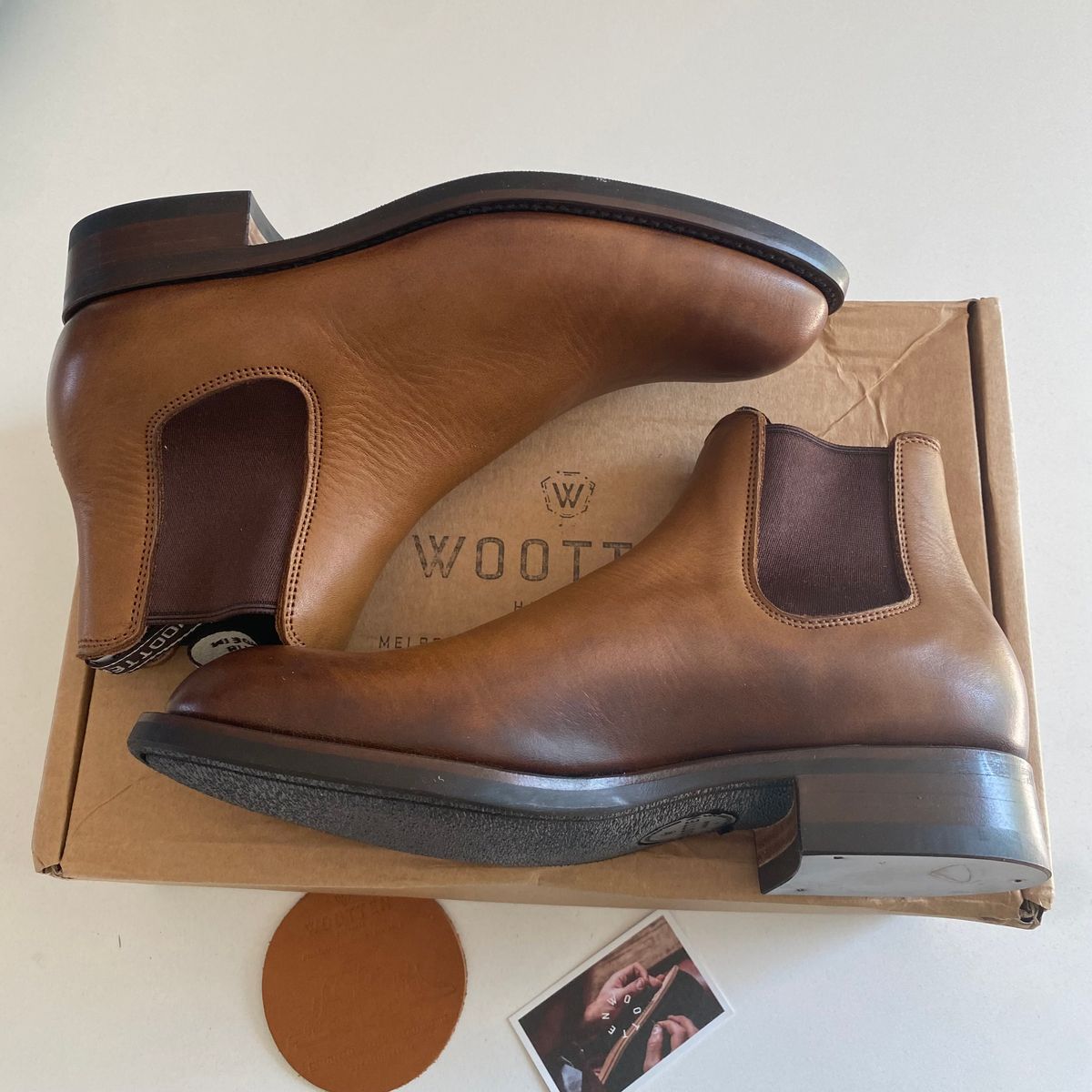Photo by chris.8888 on July 9, 2025 of the Wootten Jack Heritage Gusset Boot in Tannery Geelong Saddle Tan.