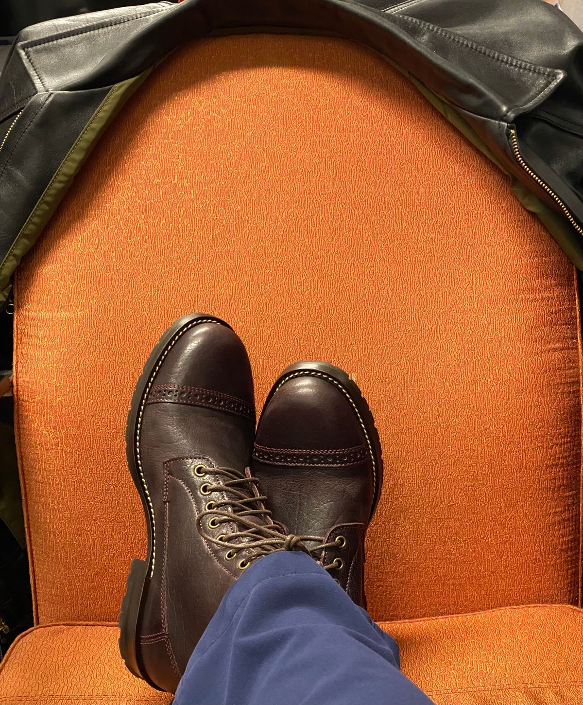 Photo by chris.8888 on May 1, 2025 of the Caswell Boot Company 1912 Russet Marching Shoe Reproduction in Horween Color 8 Aspen Horsefront.