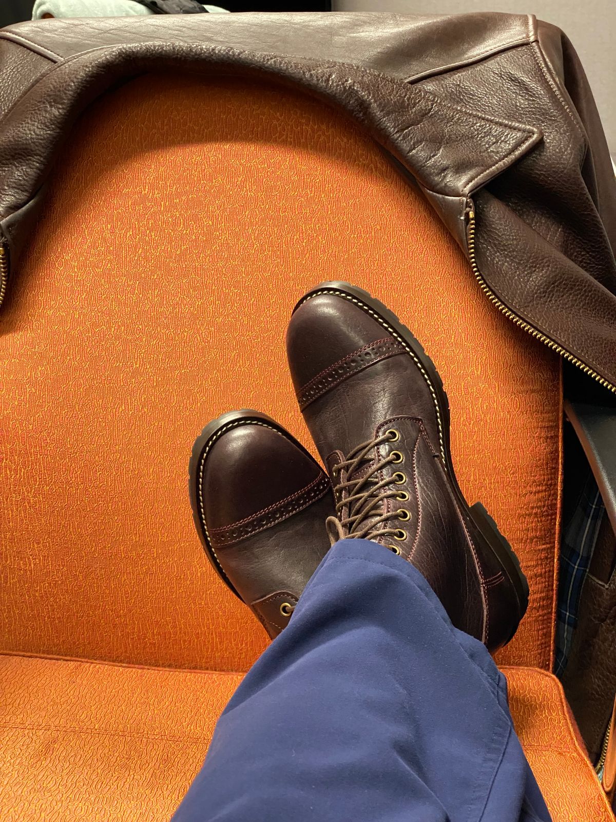 Photo by chris.8888 on May 1, 2025 of the Caswell Boot Company 1912 Russet Marching Shoe Reproduction in Horween Color 8 Aspen Horsefront.