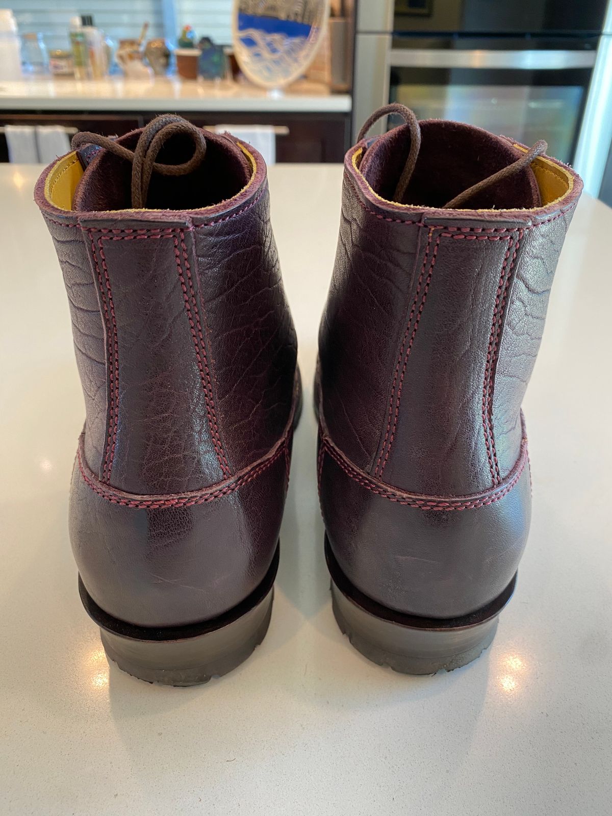Photo by chris.8888 on May 23, 2025 of the Caswell Boot Company 1912 Russet Marching Shoe Reproduction in Horween Color 8 Aspen Horsefront.