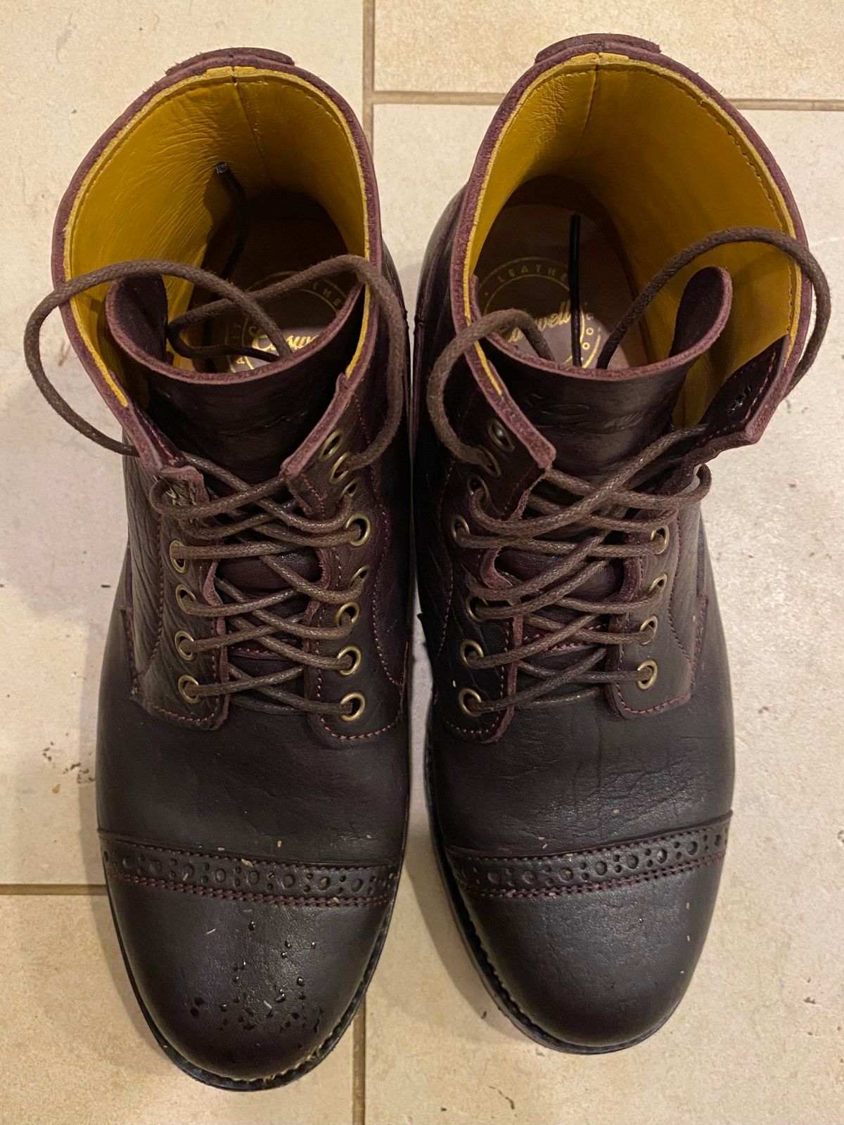 Photo by chris.8888 on July 6, 2025 of the Caswell Boot Company 1912 Russet Marching Shoe Reproduction in Horween Color 8 Aspen Horsefront.