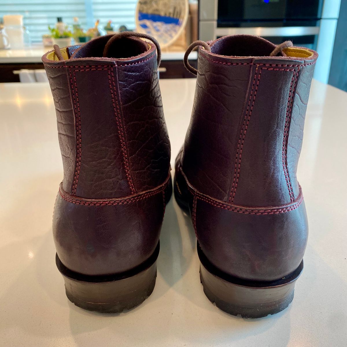 Photo by chris.8888 on July 6, 2025 of the Caswell Boot Company 1912 Russet Marching Shoe Reproduction in Horween Color 8 Aspen Horsefront.