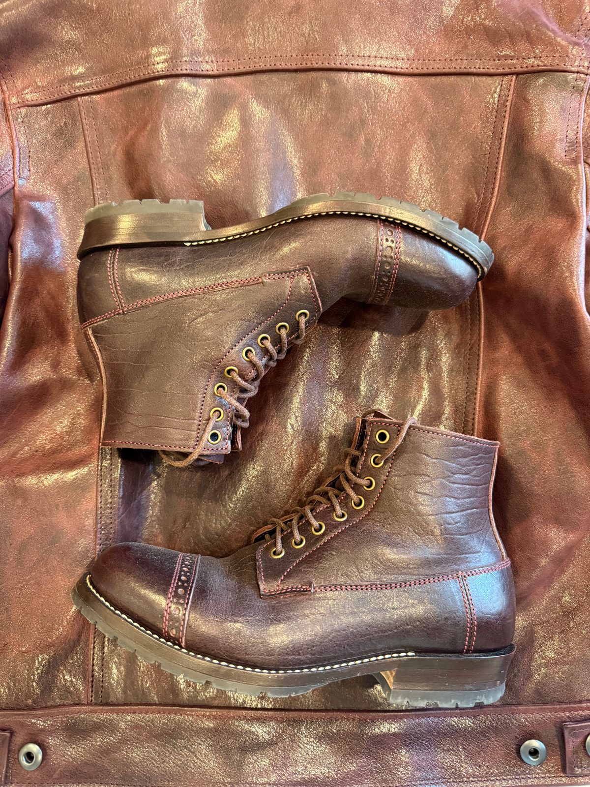 Photo by chris.8888 on February 26, 2026 of the Caswell Boot Company 1912 Russet Marching Shoe Reproduction in Horween Color 8 Aspen Horsefront.