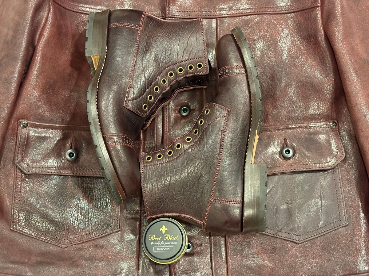 Photo by chris.8888 on February 28, 2026 of the Caswell Boot Company 1912 Russet Marching Shoe Reproduction in Horween Color 8 Aspen Horsefront.