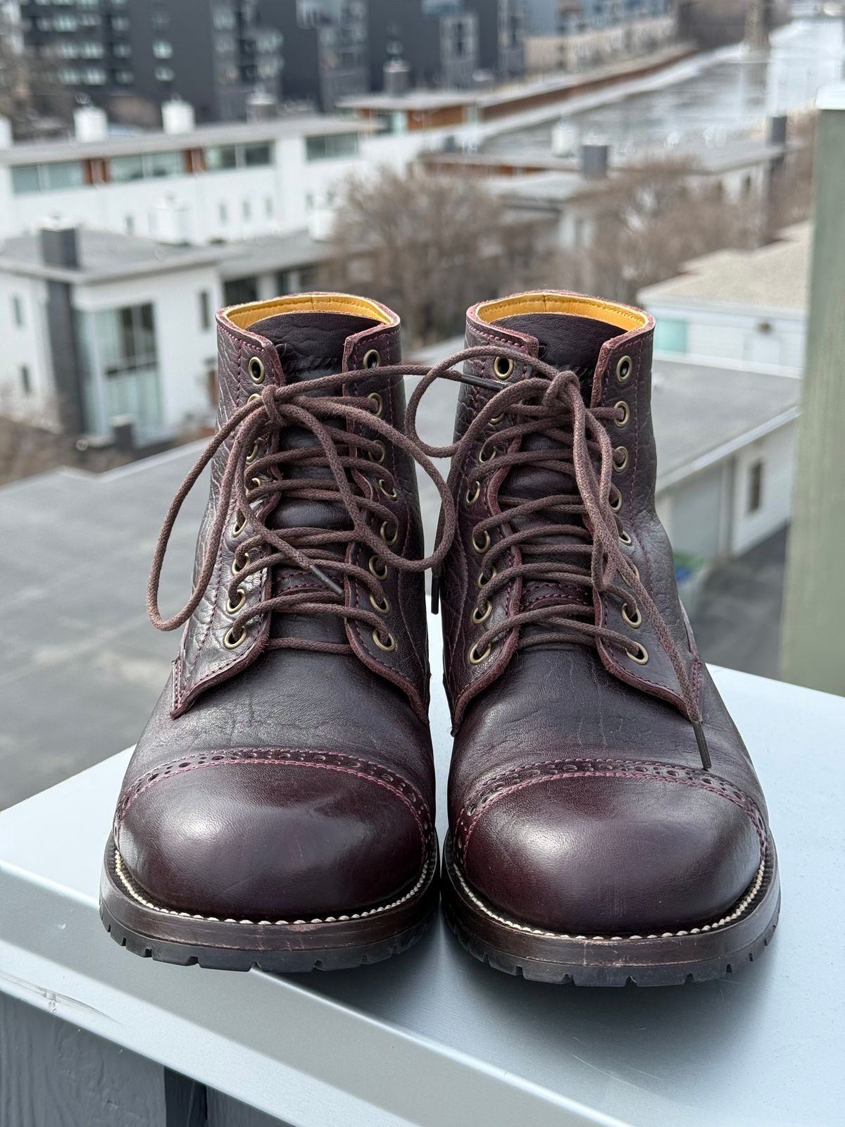 Photo by chris.8888 on February 28, 2026 of the Caswell Boot Company 1912 Russet Marching Shoe Reproduction in Horween Color 8 Aspen Horsefront.
