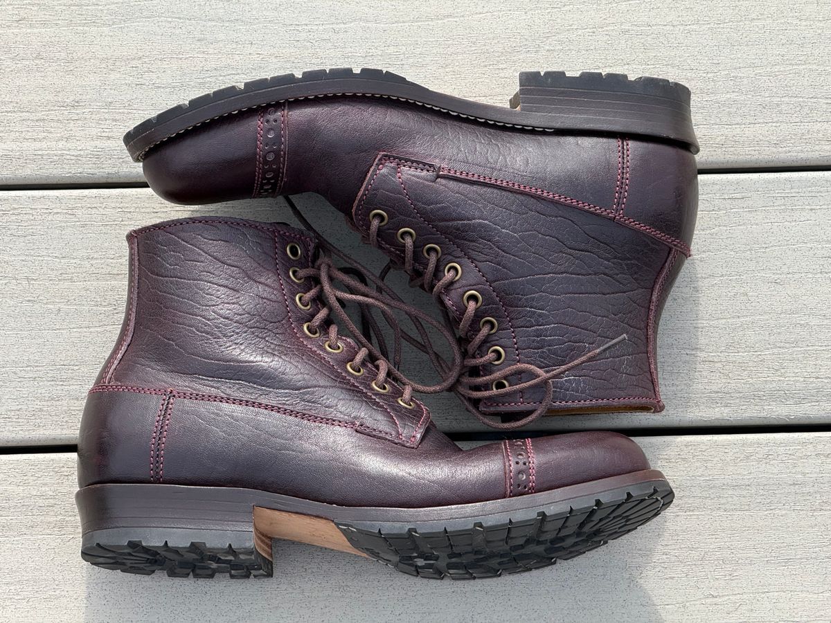 Photo by chris.8888 on February 28, 2026 of the Caswell Boot Company 1912 Russet Marching Shoe Reproduction in Horween Color 8 Aspen Horsefront.