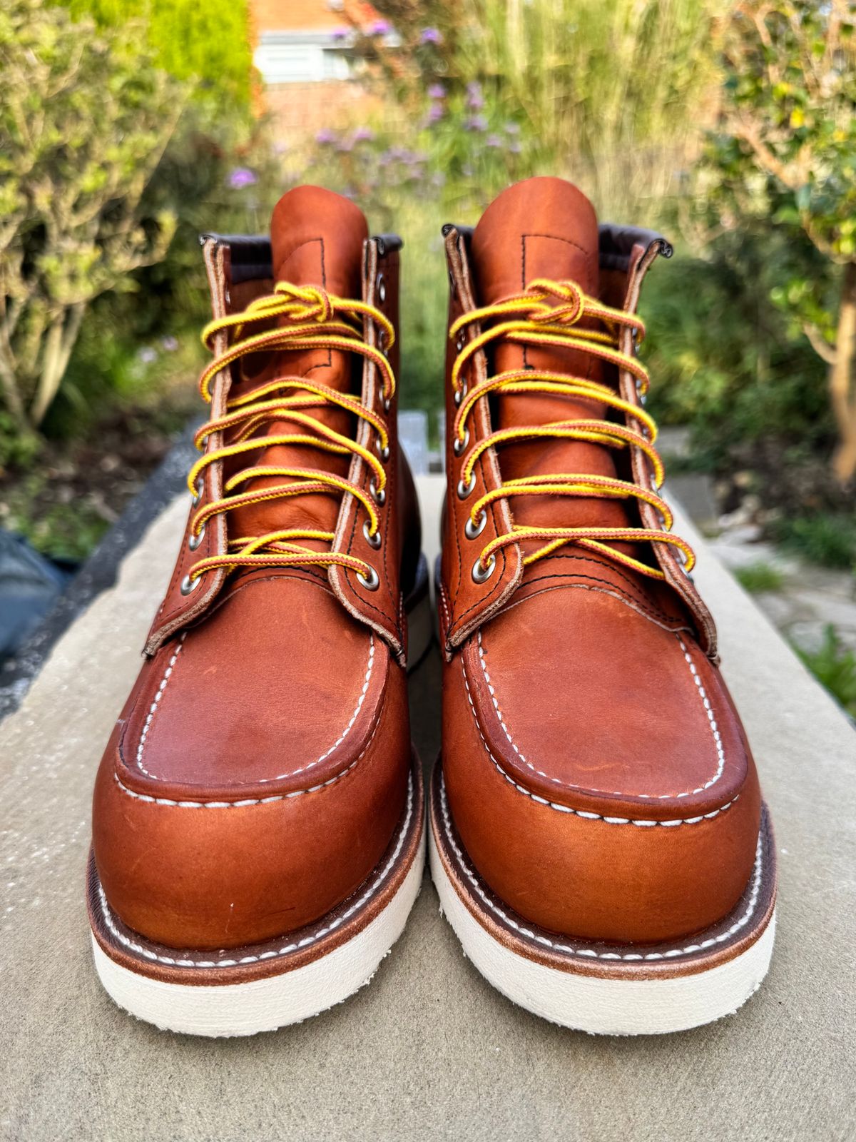 Photo by little_miss_brue on October 5, 2025 of the Red Wing Moc Toe 875 in Oro Legacy.