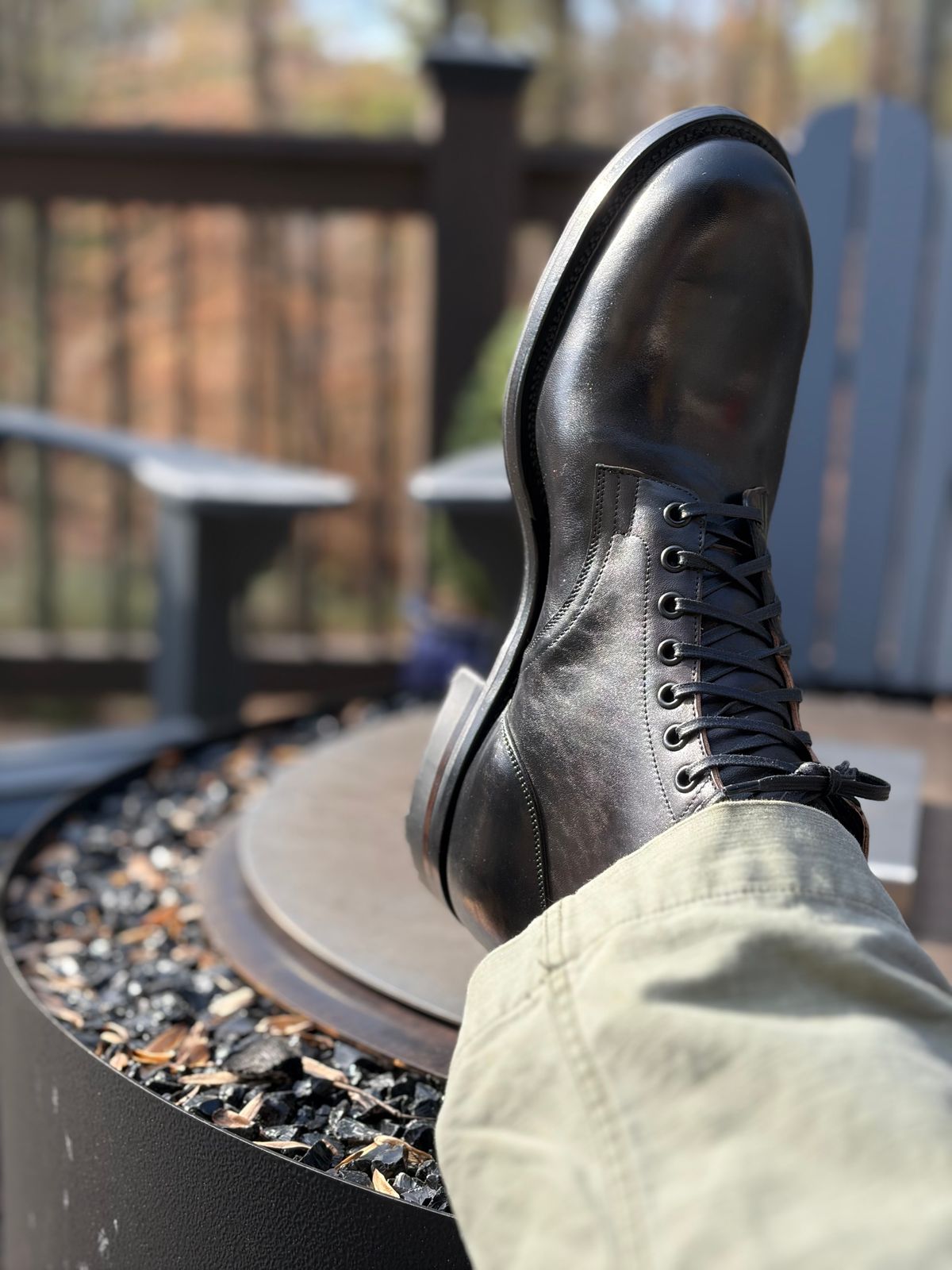 Photo by bobbypats on December 10, 2025 of the Viberg Service Boot in Maryam Black Teacore Horsebutt.