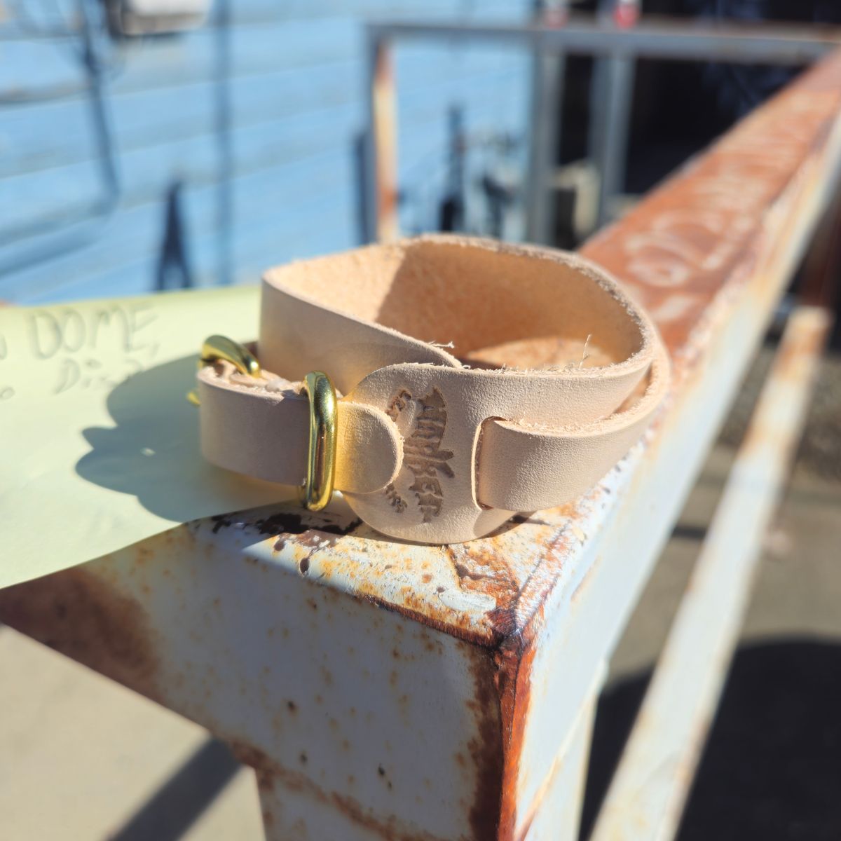 Photo by cjelliott on October 3, 2025 of the Harker Leatherworks Natty Veg Cuff in Unknown Natural Veg Tan.