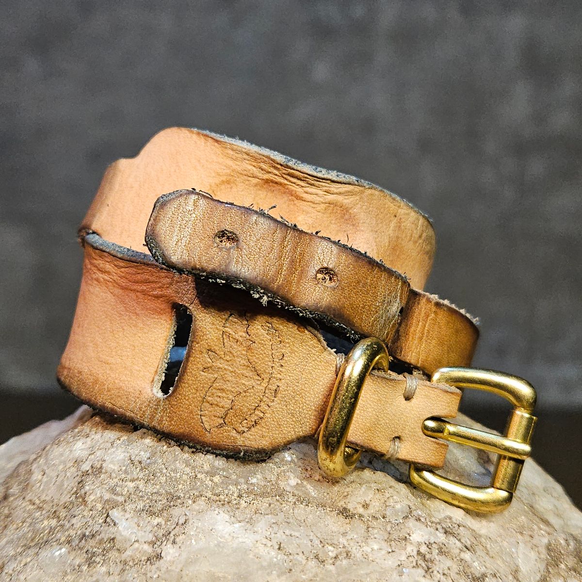 Photo by cjelliott on December 5, 2025 of the Harker Leatherworks Natty Veg Cuff in Unknown Natural Veg Tan.