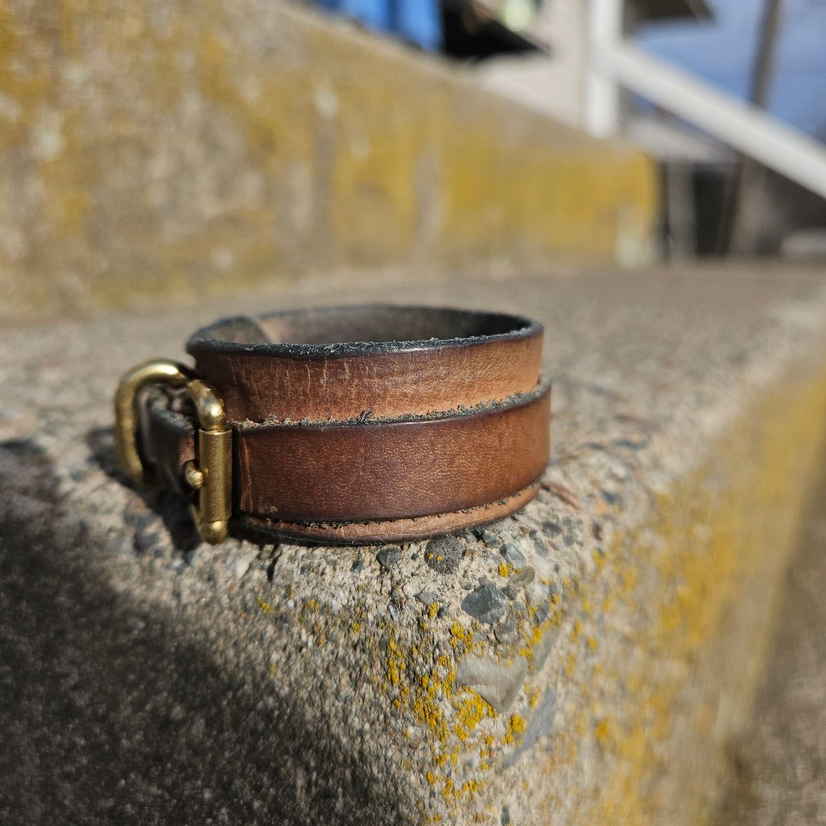 Photo by cjelliott on February 4, 2026 of the Harker Leatherworks Natty Veg Cuff in Unknown Natural Veg Tan.