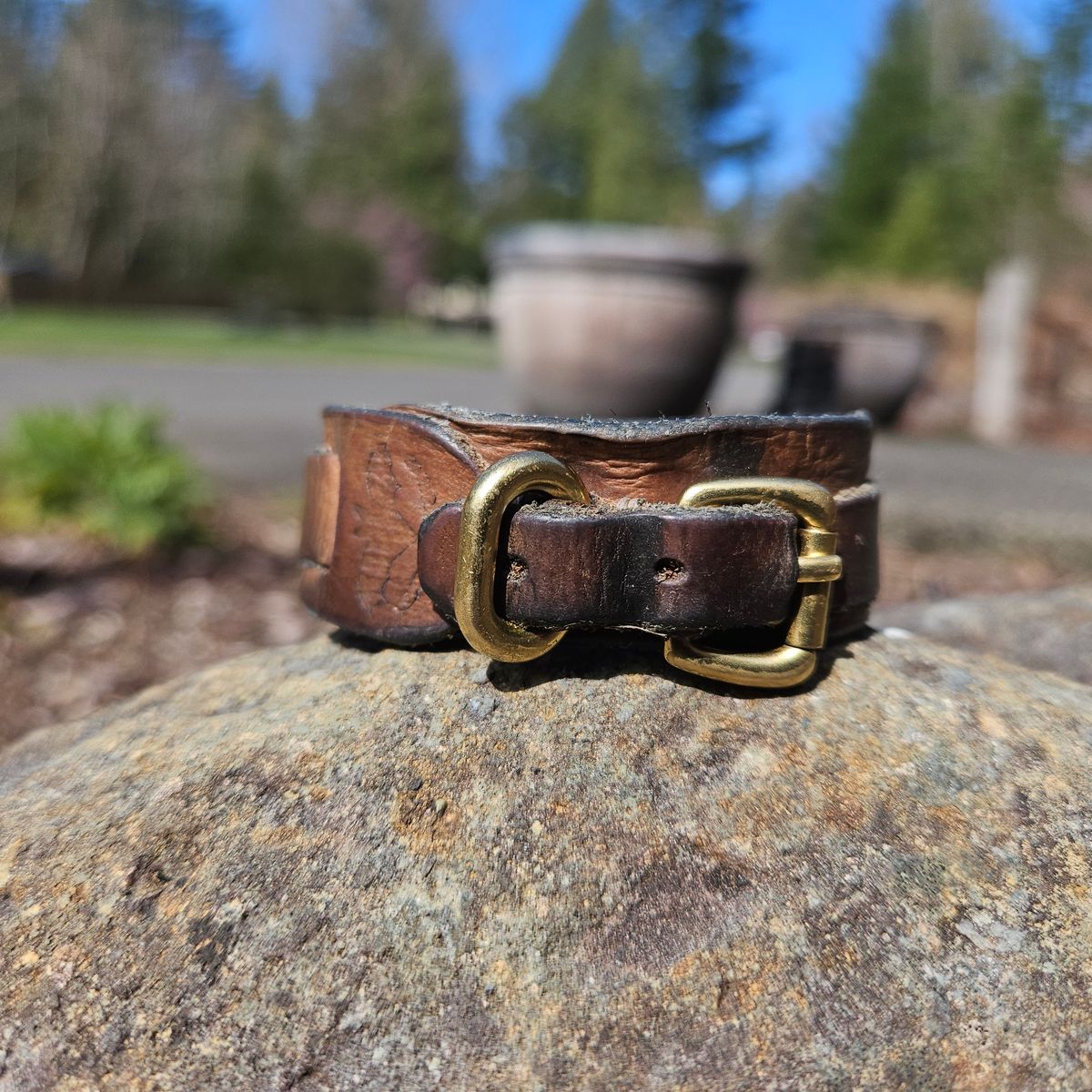 Photo by cjelliott on April 3, 2026 of the Harker Leatherworks Natty Veg Cuff in Unknown Natural Veg Tan.