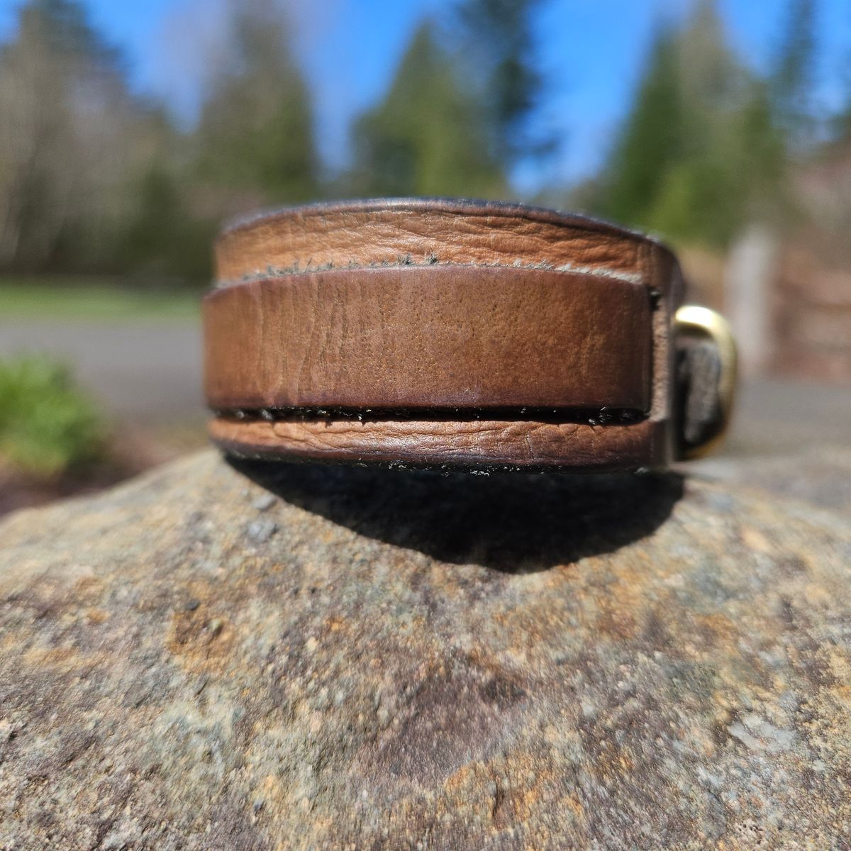 Photo by cjelliott on April 3, 2026 of the Harker Leatherworks Natty Veg Cuff in Unknown Natural Veg Tan.