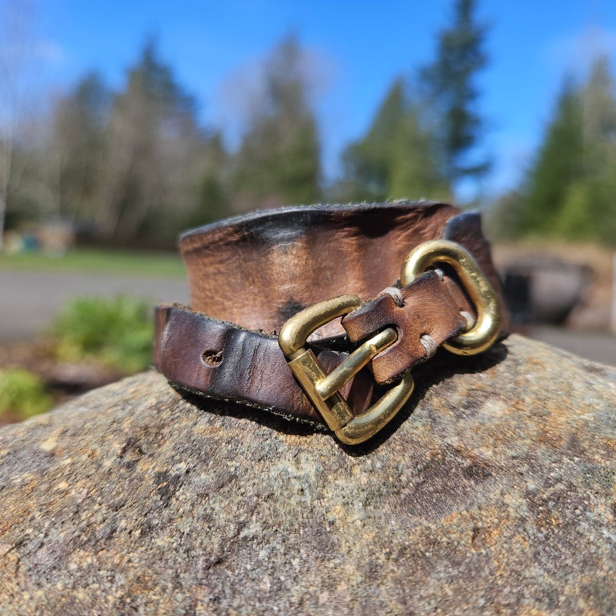 Photo by cjelliott on April 3, 2026 of the Harker Leatherworks Natty Veg Cuff in Unknown Natural Veg Tan.
