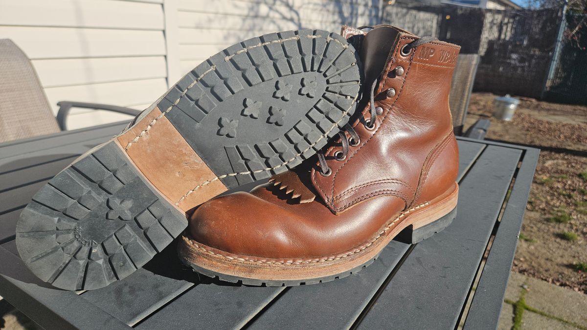 Photo by cjelliott on January 27, 2025 of the White's MP-Sherman Plain Toe in Horween British Tan Chromexcel.